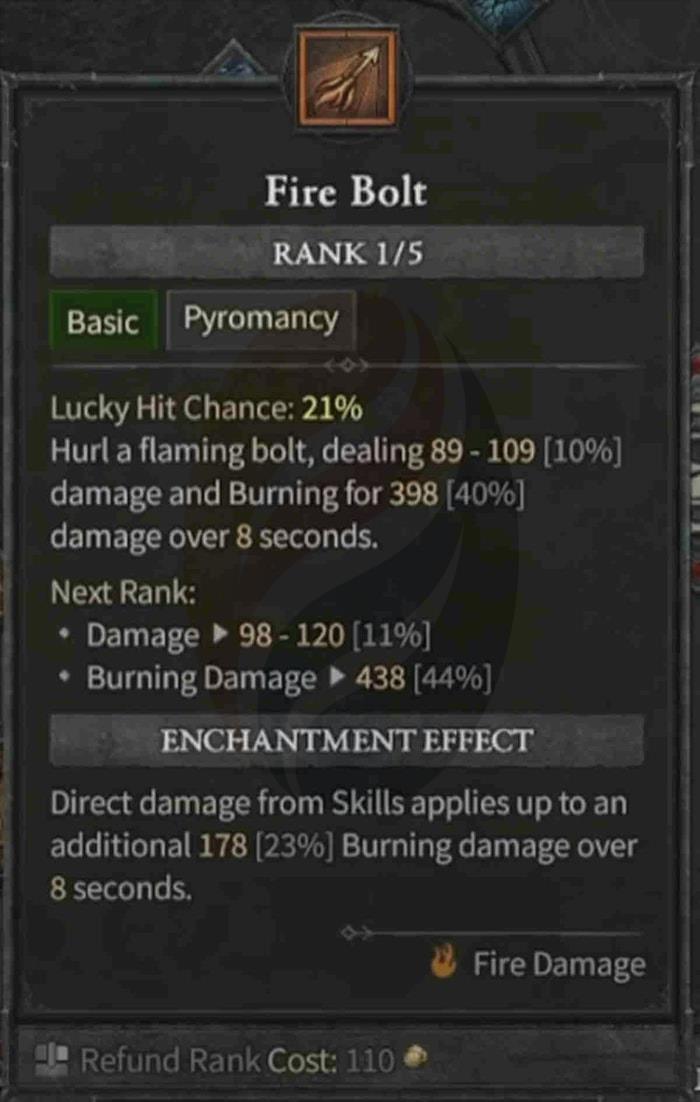 Fire Bolt_Diablo 4 Sorcerer Basic Skills